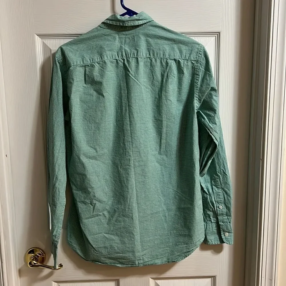 J Crew mens size small green & white dress shirt.